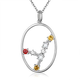 Yearace Zodiac Necklace, 925 Sterling Silver CZ 12 Astrology Constellation Star Horoscope Sign Pendant Necklace for Women Christmas Thanksgiving Birthday Anniversary - Leo