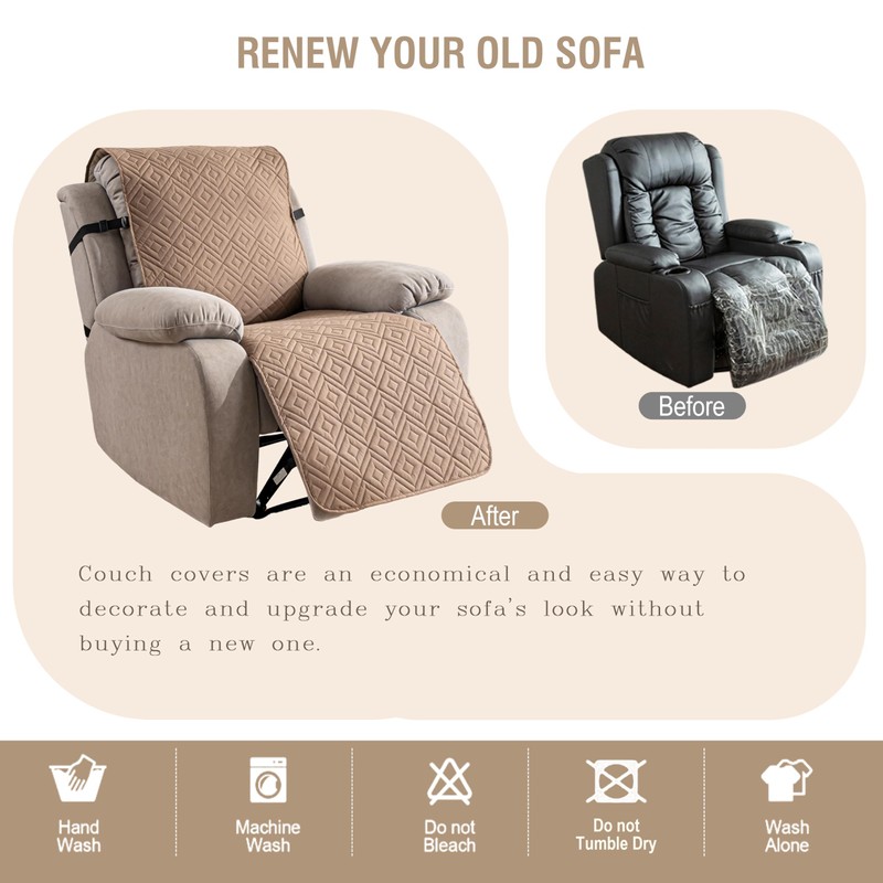 Genina Waterproof Recliner Chair Cover - 100% Protection! Non-Slip, Washable