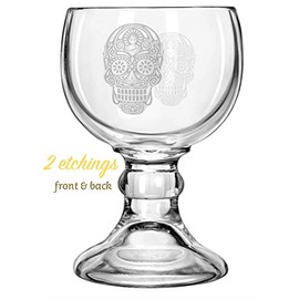 Amehla Schooner Beer Glasses Michelada Set - Laser Etched Dia De Los Muertos Skull Engraving - 21-ounce Large Margarita Glass, Beer Glass for Coronarita, Fish Bowl Glasses for Drinks - Set of 2