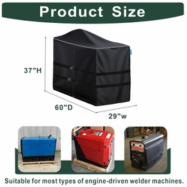 VeyoStories Engine Driven Welder Cover, Fits Big Blue 400Pro/450 Model Engine-Driven Welder, Plush Top Liner, Double-Layer Oxford Sides, 37" H x 29" W x 60 "D, Waterproof & Dustproof.