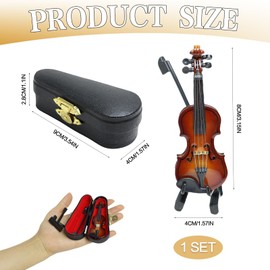 Tiny Violin, Worlds Smallest Emergency Violin, Miniature Violin Wooden Instrument Model, Creative Mini Musical Instrument for Men and Women Gifts, Mini Violin for Dollhouse Home Office Versatile Decor