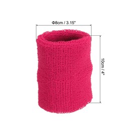 PATIKIL 2pcs 8x10cm Sport Wristband Athletic Coton Terry Cloth Absorbent Wrist Sweatband for Tennis, Basketball, Training, Running, Dark Pink