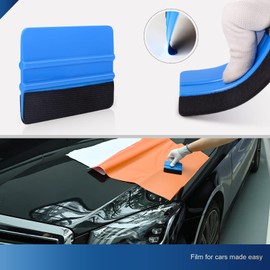 Ehdis® [10PCS Felt Edge Squeegee 4 Inch for Car Vinyl Scraper Decal Applicator Tool with Black Fabric Felt Edge - Blue PP Scraper