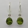 Amber America Green Oval PERIDOT Earrings 925 STERLING SILVER Leverback