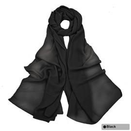 Stole Women's Chiffon Summer Scarf Women's Festive Stole for Evening Dress or Wedding Dress, black
