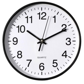 Clockswise Black 8-in Analog Clock Silent, Non-Ticking for Wall, Office Desk, Table and Shelf, Battery-Operated Perfect for Home Office, Farmhouse Kitchen Decor, Bathroom, School and Bedroom Decor