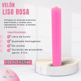 Velón Color Rosa 250 grs | Para todo tipo de eventos | Meditación y rituales | 100% de parafina