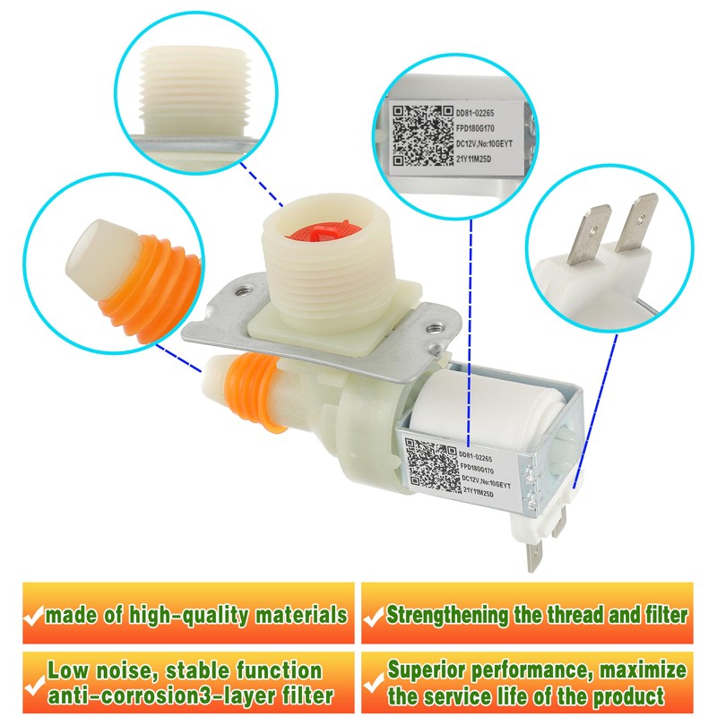 (Upgraded) DD81-02265A DD82-01588A Dishwasher Water Inlet Valve Fit for Dishwasher