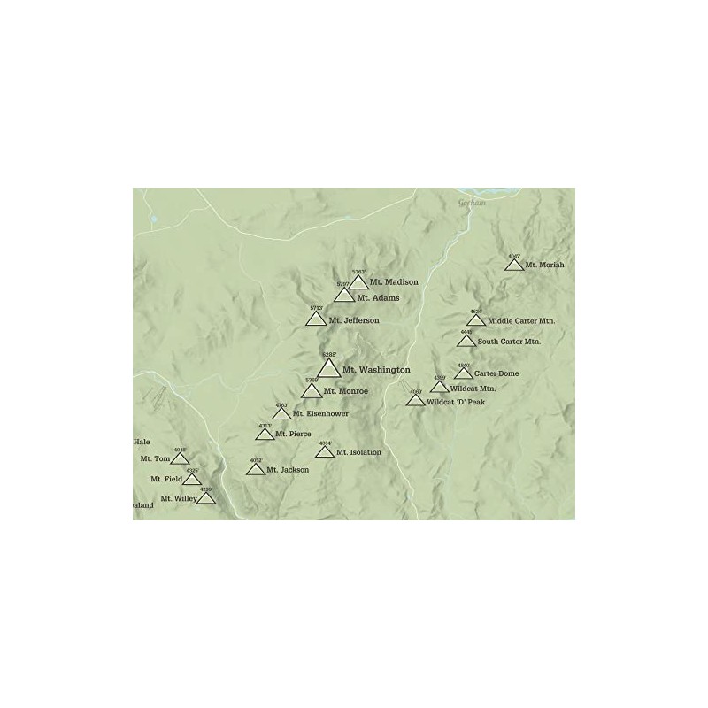 New Hampshire 4000 Footers Map 18x24 Poster (Sage)