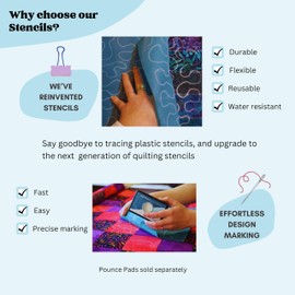 Full Line Stencil -Grid- Edge to Edge Nylon Mesh Stencil, Continuous Line Template for Free Motion Quilting, Domestic Machine Quilting, Hand Quilting, Long-Arm Quilting (30555)