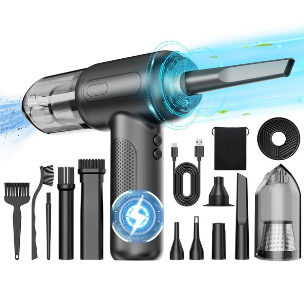 Compressed Air Vacuum,4 in 1 Air Duster Computer Mini Vacuum