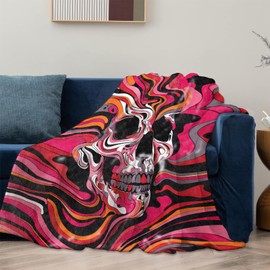 Mounidso - Manta colorida de calavera para mujer, manta de franela de calavera para mujer, suave y cálida, ligera, para sala de estar, sofá, decoración de viaje, 50 x 60 pulgadas