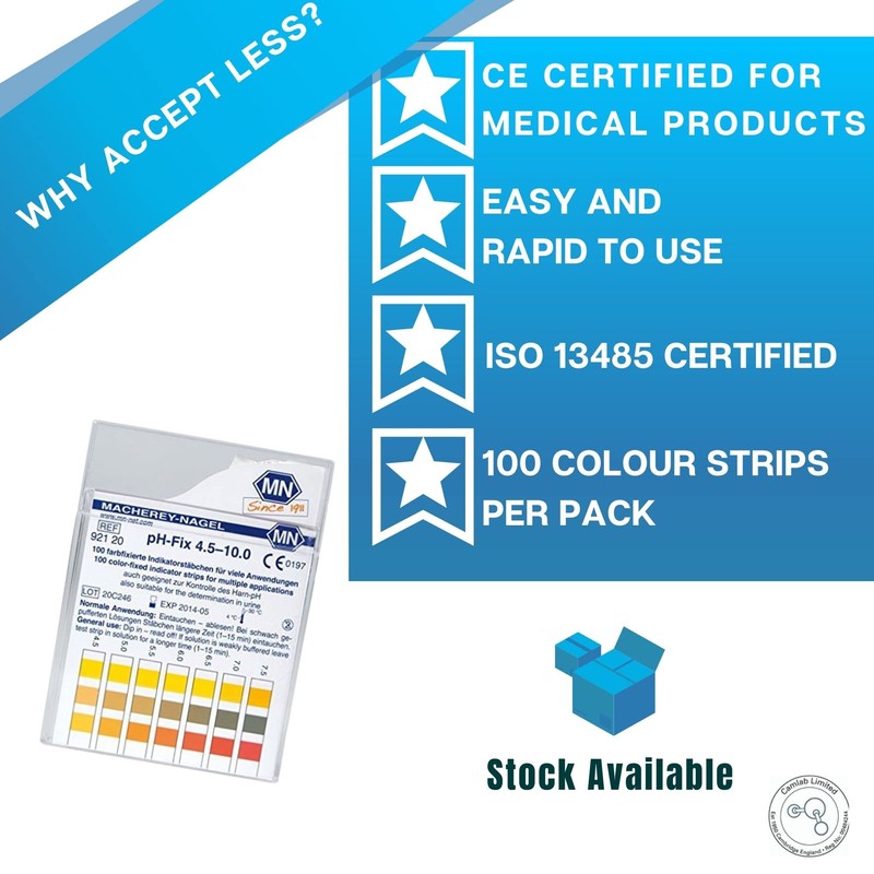 Camlab 1138924 pH-Fix indicator paper test strips, pH 4.5-10.0 with