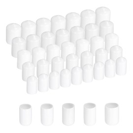 sourcing map 50pcs Round Rubber End Caps Protective Caps 12mm 13mm 14mm 15mm 16mm White Screw Thread Protectors