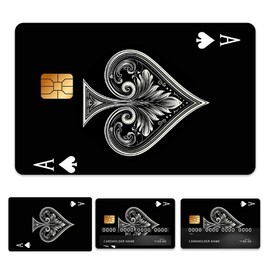Peacoblue Bank Card Sticker Poker Cards A Credit Debit Card Custom Skin Cover Protector, 4 Styles Waterproof Scratch-Proof and Attractive Decal for Most Popular EBT Transportation Key Card