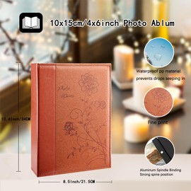 Miaikoe Photo Album 6x4 300 Photos Slip in, Extra Large Capacity Leather Cover Wedding Family Picture Albums Holds 300 Horizontal 10x15cm Landscape Photos(Brown)