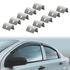 Rakiuty Wind Deflector Clips, Wind/Rain Deflector Fitting Clips, 10 Pieces Stainless Steel Windshield Clip, Rain Eyebrow Clip, Windscreen Slot Fixing Clip Compatible