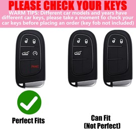 YILINXI Key Fob Cover with Cat Clip Keychain& Push to Start Button Ring, Car Key Shell Compatible with Jeep Grand Cherokee Renegade Dodge RAM Durango Challenger Chrysler for Women, Pink-5 Buttons