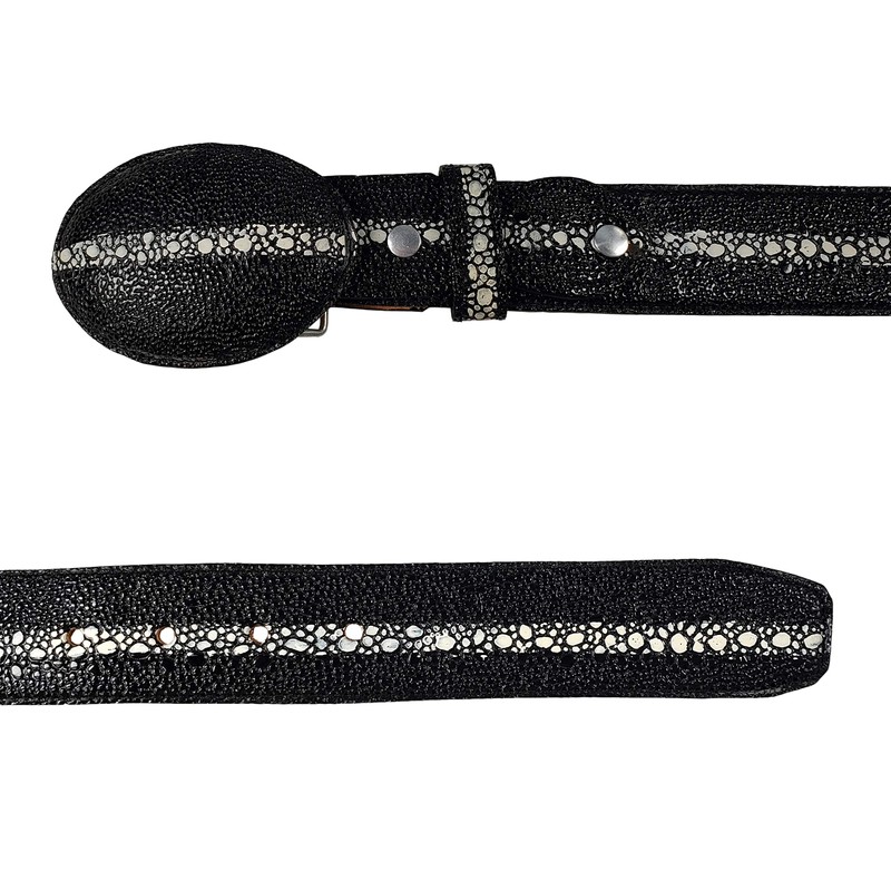 Men's Cowboy Belt Stingray Print Imitación Mantarraya (Black, 36)