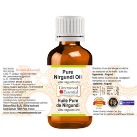 Greenwood Essential Pure Nirgundi Oil (Vitex negundo linn) Natural Therapeutic Quality (Pack of Three) 100 ml x 3 (10 oz)
