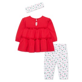 Little Me Clothes for Baby Girls' Candy Cane Tunic Set, Christmas Red/White, 12 Months