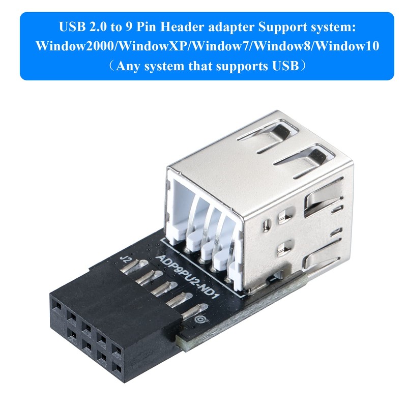 MZHOU 9ピン USB 2.0 メスピン デュアル2ポート USBマザーボードヘッダーアダプター - PC用デュアルレイヤータイプ (デュアル)