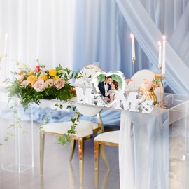 Mbsomnus Mr & Mrs Decorative Wedding Acrylic Glass Mr and Mrs Decoration with Heart Picture Frame Wedding Table Decoration Wedding Gifts for Bride and Groom Work Colleague for Marriage Proposal