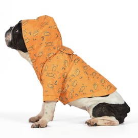 The Dodo Rainy Days Printed Raincoat for Dogs, Orange, Size Medium; Water Resistant Dog Raincoat with Hook-and-Loop Drape Closure, Easy Clean PVC Material
