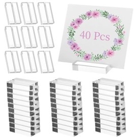Lnrueg - 40 soportes de acrílico para tarjetas de lugar, 1.97 pulgadas, soportes de menú con ranura para tarjetas, soportes de exhibición de números de mesa para bodas, fiestas, banquetes, reuniones