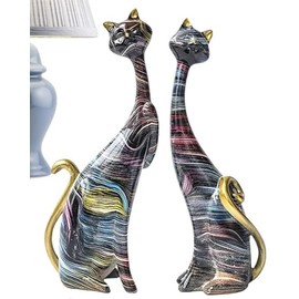 Vellichor Europe 2 Colourful Cat Statues
