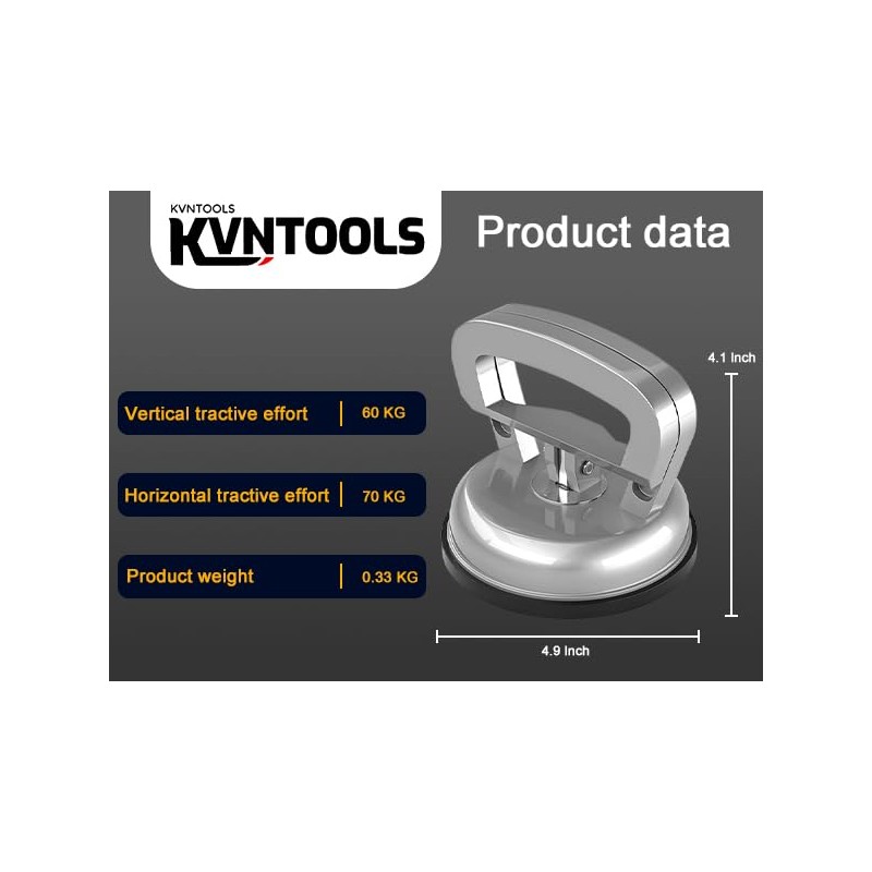 KVNTOOLS 260 lbs Dent Puller Suction Cup,Aluminum Dent Puller/Tile Suction