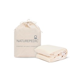 Naturepedic Organic Waterproof Mattress Protector Pad - Washable & Reusable Fitted Stretch Knit Mattress Cover - Highly Absorbent Bed Incontinence Pads - Breathable Cotton Protector for Full, 9"-16"
