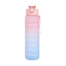 JAWSEU 750 ml Water Bottle with Time Marking and Straw, Sports Water Bottle, Large Sports Water Bottle, Motivational Water Bottle for Running, Yoga, Fitness, Camping, BPA-Free