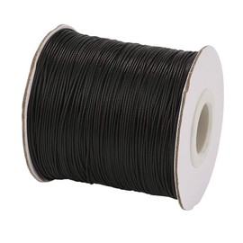 PandaHall 185 Yards/Roll 0.5mm Waxed Polyester Cord Waxed Thread Cord String for DIY Jewelry Necklace Bracelet Making (Black)