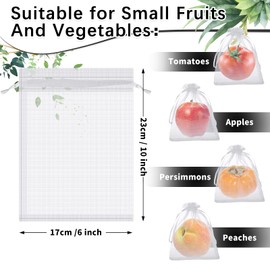 200 Pcs Fruit Protection Bags Fruit Netting Bags with Drawstring Fruit Bags for Fruit Fruit Protect Bags Vegetable Fruit Net Fruit Cover Mesh Bag for Protecting Fruits(White,6 x 10 Inch)