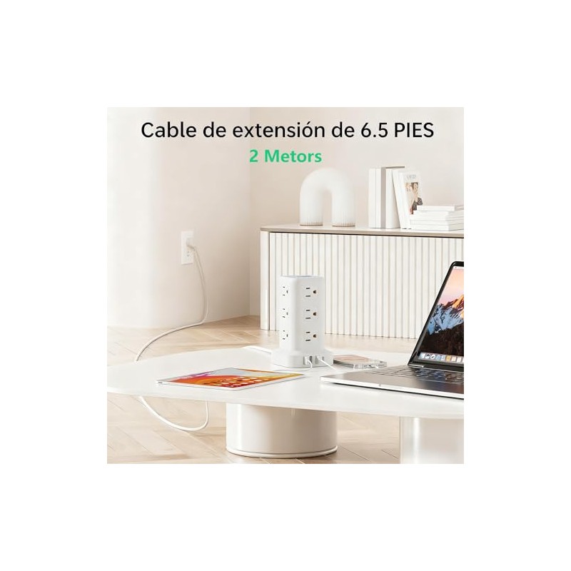 SMALLRT Regleta Torre Multicontacto, Extension Electrica USB C, Conector Multiple