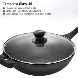Glass Lid for 10.25 in Frying Pan, Tempered Replacement Top for 10.25 inches Cookware, Skillets, Stainless Steel Pans &Pots, Cast Iron, Cast Aluminium Pans, 26 cm