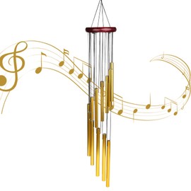 LXQ Wind Chimes Garden Wind Chime with 12 Aluminum Tubes Wind Chimes Outdoor with S Hook Stepped Wind Chimes for Garden, Balcony, LIving Room, Yard, Terrace