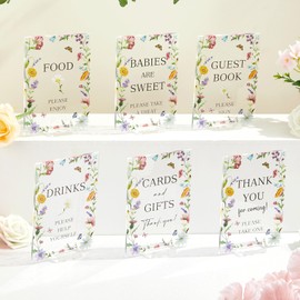 gisgfim 6 Pcs Baby in Bloom Baby Shower Table Decorations Wildflowers Acrylic Sign Floral Thank You Sign Centerpieces with Stand Wedding Birthday Party Decor Favors for Guests Gift 5 x 7in