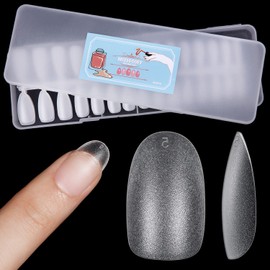 Missgooey Nail Tips, Short Oval Sanded Nail Tips, Set of 300, 15 Sizes, Short, Full Coverage, Plain Tips, Clear Tips, Practice, Commercial Use, Self Gel Nails