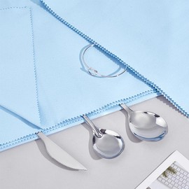 PH PandaHall 6.6x4.8 ft Anti Tarnish Silver Cloth Blue Anti Tarnish Luxury Silver Polishing Jewelry Cleaning Polishing Cloth for Silverware Flatware Storage