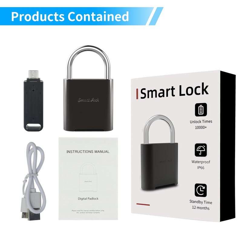KENRONE Fingerprint Padlock, Biometric Padlock, Smart Padlock with Emergency Key,