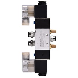 Heschen Electrical Pneumatic Solenoid Valve 4V220-08 12VDC PT1/4 5 Way 2 Position Double Coil Pilot-Operated Electric CE with Fittings and Muffler