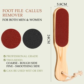 Foot File, Double Sided Wooden Foot Rasp File Foot Scraper Hard Skin Remover Foot Files for Hard Skin for Wet Dry Cracked Feet Removing Dead Skin Foot Care