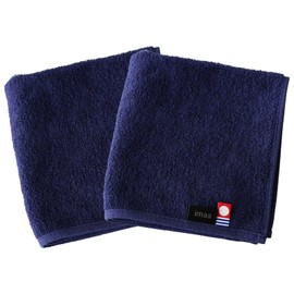 imaa Imabari Towel Handkerchief, Easy Carry Hand Towel, 100% Cotton, Made in Japan, Certified Quality, Colors: Reversible Navy, Count: 2