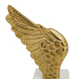 Deco 79 Aluminum Bird Wings Bookends with Marble Base, Set of 2 5"W, 10"H, Gold