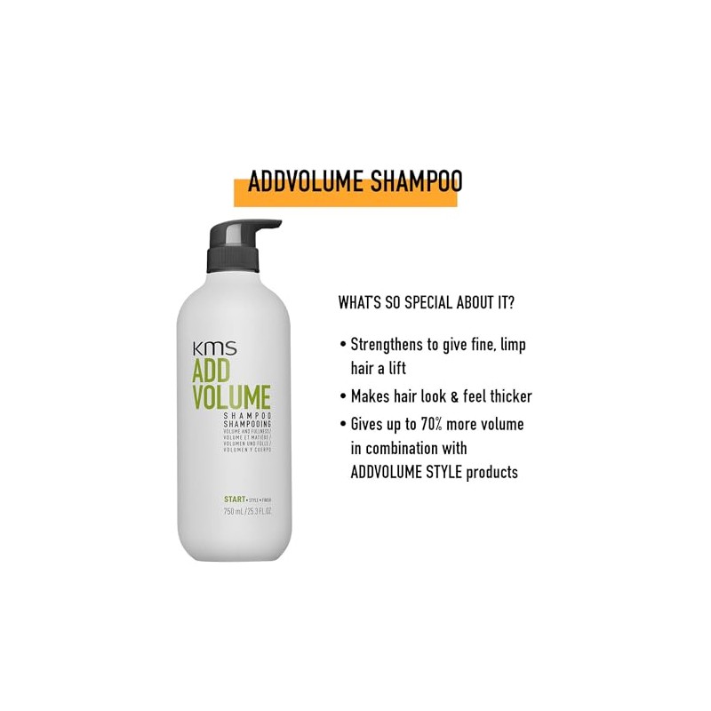 KMS AddVolume Shampoo, For Fine Hair, Boosts Volume & Thickness,