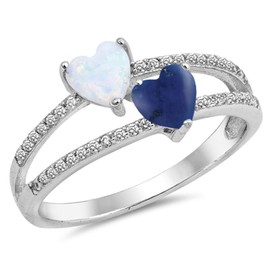 925 Sterling Silver Faceted Natural Genuine Blue Tanzanite Heart Ring Size 6