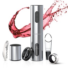 Sacacorchos Eléctrico de Vinos,6 En 1 Automá Tico de Abridor de Vino,Juego de Abridor de Eléctrico para Vino Cava con Recargable para Regalo,Citas, Fiesta y Amante del Vino. (Plata-inoxidable)