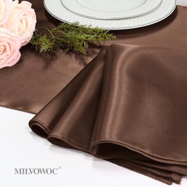 MILVOWOC 24 Pack Square Chocolate Brown Satin Napkins 20 x 20 Inch Soft Silk Dinner Napkins Smooth Decorative Table Napkins, Silky Cloth Napkins for Weddings Dinner Restaurant Party Decoration